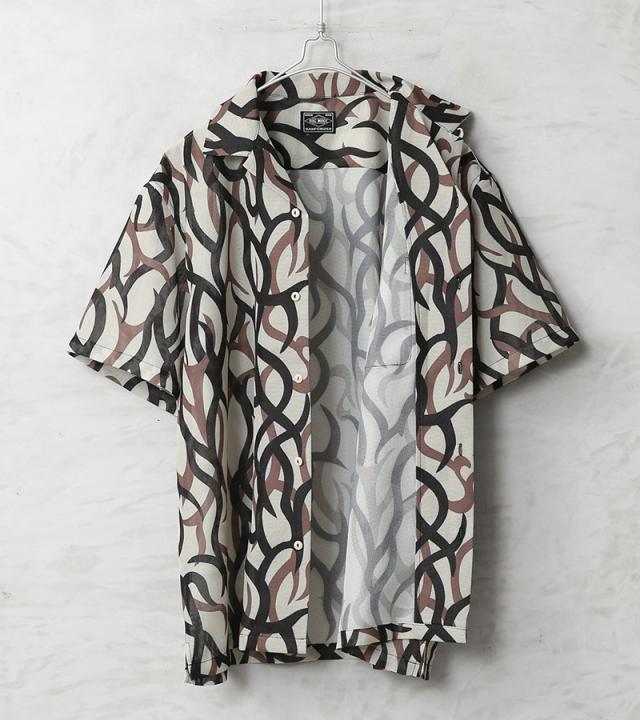 BIG MIKE ビッグマイク 102625550 トライバルカモ メッシュ オープンカラー S/S シャツ【Cx】【T】_5