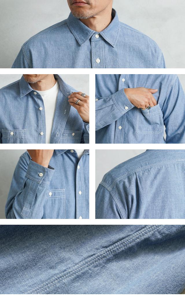 BIG MIKE ビッグマイク 102015300 シャンブレー クラシック L/S シャツ【Cx】【T】｜メンズファッション アメカジ シャンブレーシャツ 長袖シャツ カジュアル コットン トップス 定番 アメリカン ブランド おしゃれ_8