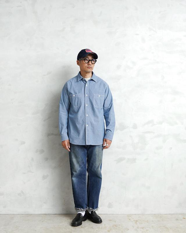 BIG MIKE ビッグマイク 102015300 シャンブレー クラシック L/S シャツ【Cx】【T】｜メンズファッション アメカジ シャンブレーシャツ 長袖シャツ カジュアル コットン トップス 定番 アメリカン ブランド おしゃれ_1