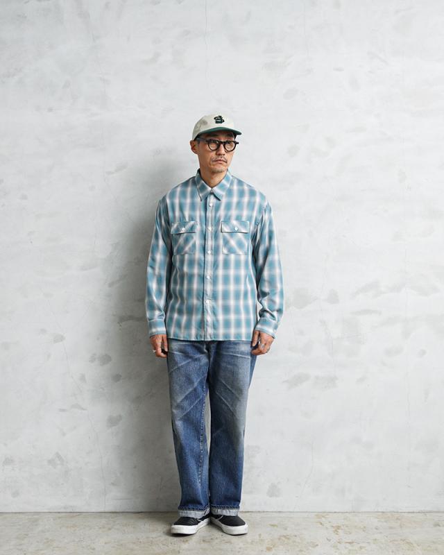 BIG MIKE ビッグマイク 102615013 レーヨン ミックス オンブレチェック スリッド L/S シャツ【Cx】【T】_1