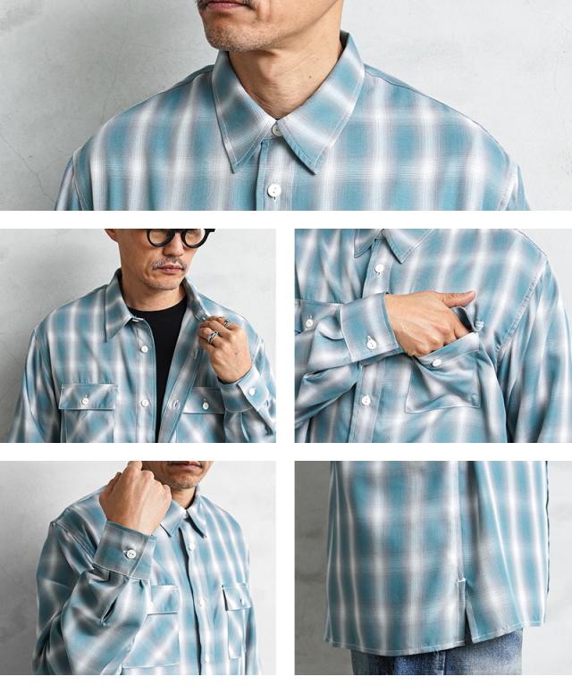 BIG MIKE ビッグマイク 102615013 レーヨン ミックス オンブレチェック スリッド L/S シャツ【Cx】【T】_8
