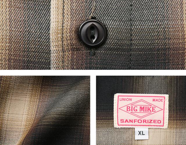 BIG MIKE ビッグマイク レーヨン混 ミックス オンブレチェック スリッド L/S シャツ【Cx】【T】_9