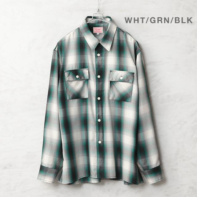 BIG MIKE ビッグマイク レーヨン混 ミックス オンブレチェック スリッド L/S シャツ【Cx】【T】_3