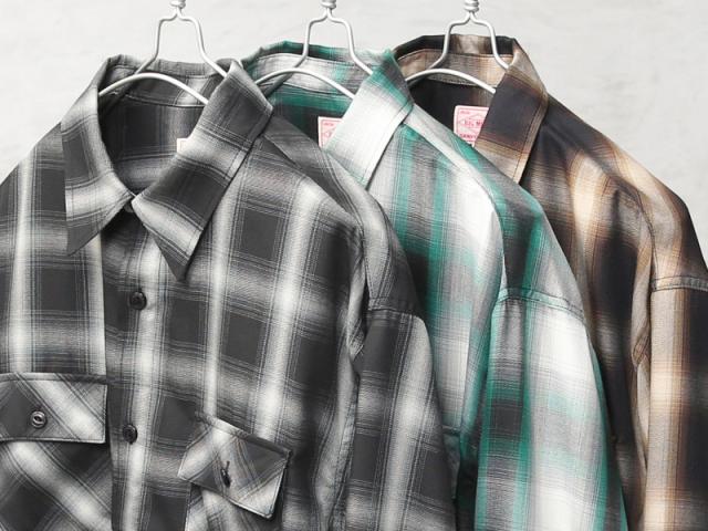 BIG MIKE ビッグマイク レーヨン混 ミックス オンブレチェック スリッド L/S シャツ【Cx】【T】_7