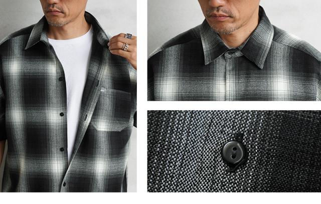 Cal Top キャルトップ CLTP2000S PLAID S/S SHIRT プラッド オンブレチェック シャツ MADE IN USA【T】【Cx】｜メンズ 半袖シャツ トップス 大きいサイズ ネルシャツ 柄シャツ カジュアル ブランド おしゃれ_12