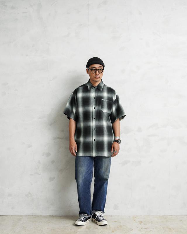 Cal Top キャルトップ CLTP2000S PLAID S/S SHIRT プラッド オンブレチェック シャツ MADE IN USA【T】【Cx】｜メンズ 半袖シャツ トップス 大きいサイズ ネルシャツ 柄シャツ カジュアル ブランド おしゃれ_1