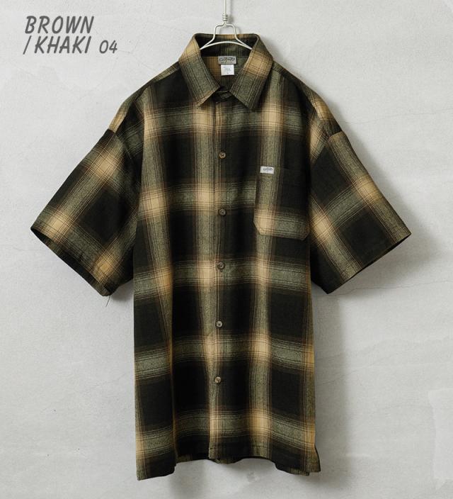 Cal Top キャルトップ CLTP2000S PLAID S/S SHIRT プラッド オンブレチェック シャツ MADE IN USA【T】【Cx】｜メンズ 半袖シャツ トップス 大きいサイズ ネルシャツ 柄シャツ カジュアル ブランド おしゃれ_4