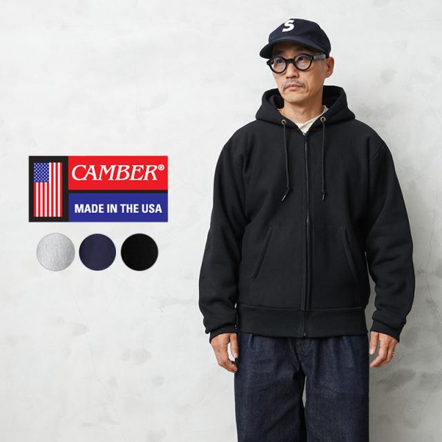CAMBER キャンバー CAM231 12oz クロスニット ヘビーウェイト スウェット ジップパーカー MADE IN USA【T】