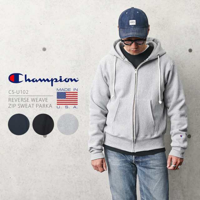 Champion チャンピオン C5-U102 リバースウィーブ ジップアップ スウェットパーカー 12.5oz 赤タグ・MADE IN  USA【T】｜ フード 無地 ト｜au PAY マーケット