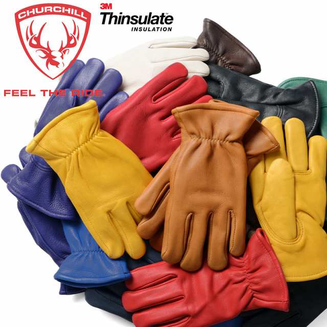 CHURCHILL GLOVE チャーチルグローブ Marverick Classic Thinsulate レザーグローブ【T】｜ 革手袋 本革 バイク 作業 防寒 アメカジ カラ