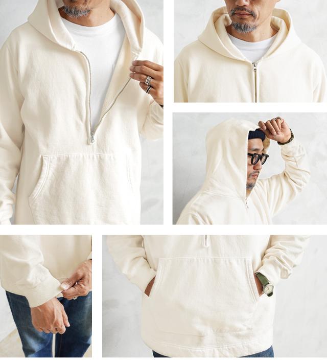 Good On グッドオン GOBW-1610 L/S Rough 1/2ジップ プルオーバー フードスウェットシャツ 日本製【Sx】【T】_14