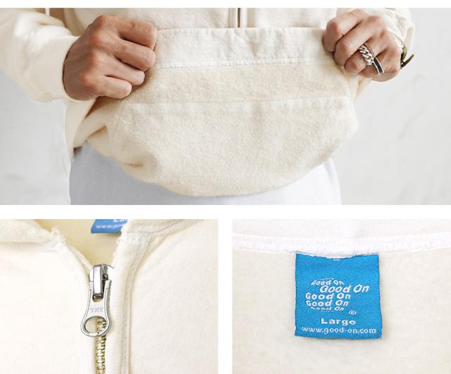 Good On グッドオン GOBW-1610 L/S Rough 1/2ジップ プルオーバー フードスウェットシャツ 日本製【Sx】【T】_15