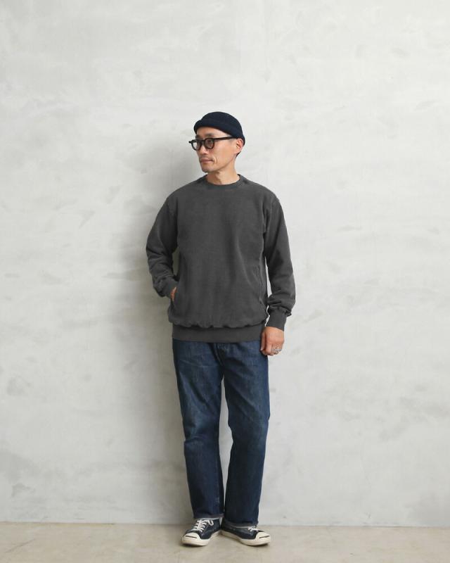Good On グッドオン GOBW-1912 ヘビー クルーネック スウェットシャツ 日本製【Sx】【T】｜メンズファッション アメカジ ヘビーウェイト 裏パイル ピグメント 染め 経年変化 オーセンティック スポーツウェア 秋 冬_1