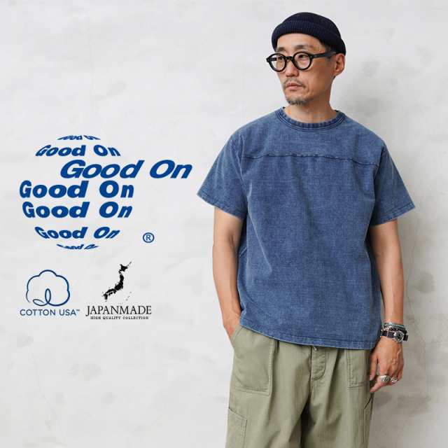 Good On グッドオン GOST-1906IS S/S ヘビー フットボールTシャツ INDIGO SHAVE 日本製【Sx】【T】｜カットソー メンズ トップス おしゃ