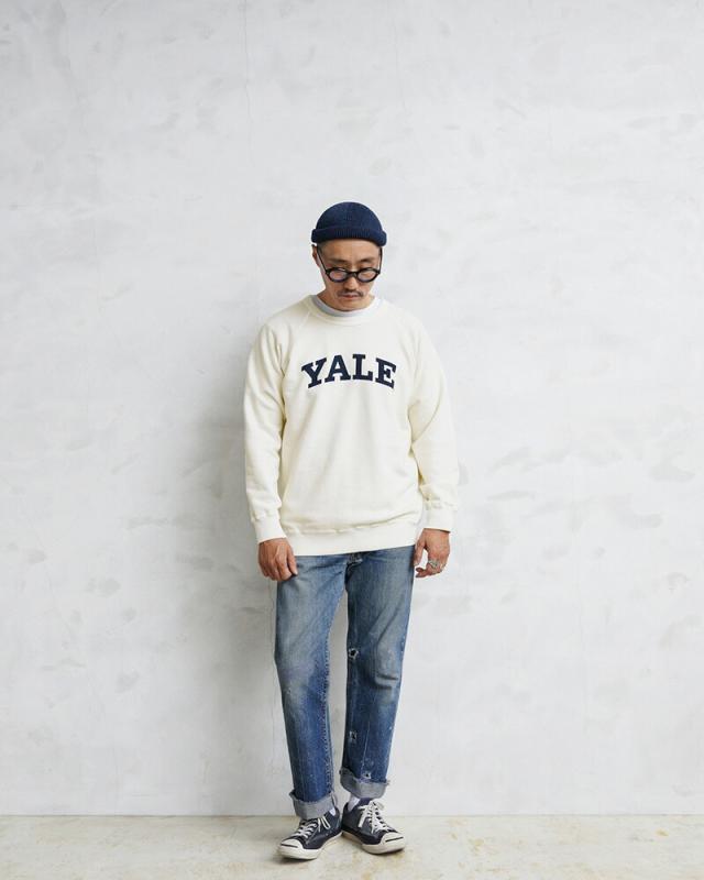Good On グッドオン OLRG-1234P YALE クルーネック ラグランスウェットシャツ 日本製【Sx】【T】｜イエール カレッジ ロゴ アメカジ トレーナー トップス メンズ レディース おしゃれ ブランド_1