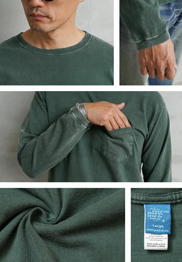 Good On グッドオン GOLT-1306VD L/S ポケット Tシャツ VINTAGE DYE 日本製【Sx】【T】｜メンズ トップス カットソー 長袖 ロンT ポケT 無地 大きいサイズ ゆったり ブランド おしゃれ_9