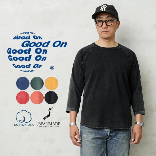 Good On グッドオン GOLT-601VD ベースボールＴシャツ VINTAGE DYE 日本製【Sx】【T】｜ラグランT 半袖カットソー 春夏 ロンT インナー アメカジ シンプル 重ね着 ヴィンテージ加工 ユニセックス カジュアル 定番