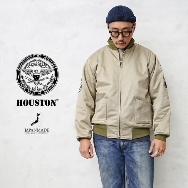 HOUSTON ヒューストン 5B-FR TANKERS JACKET（タンカース ジャケット）前期型 FURYモデル 日本製【R】｜ミリタリー アウター ブルゾン メンズ ワッペン ベージュ アメカジ 復刻 レプリカ おしゃれ