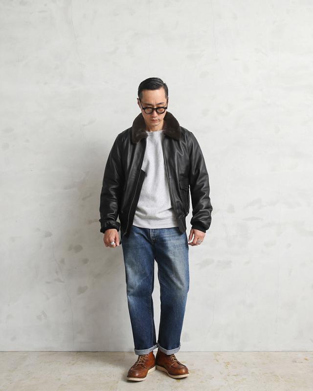 90s】G-1 フライトレザージャケット M ムートン襟ボア 超短 G-1