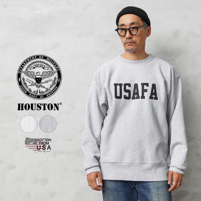 HOUSTON ヒューストン 22265 U.S.コットン USAFA プリント スウェットシャツ【R】 ｜メンズ ミリタリー アメカジ 裏起毛 ビンテージ トレーナー ミリタリーファッション カジュアル