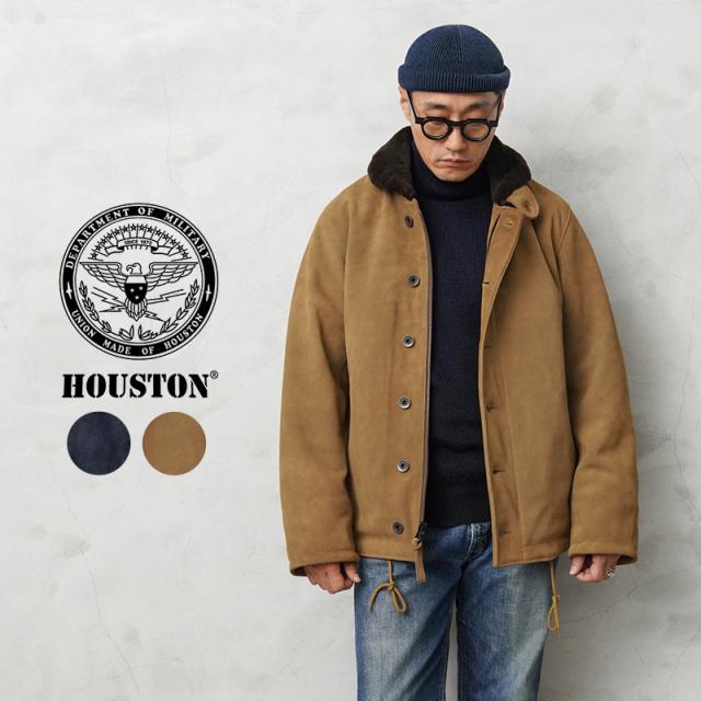 HOUSTON ヒューストン 8210 COW SUEDE（カウスエード ）N-1 デッキジャケット【T】｜メンズ アウター レザージャケット 本革 ムートン ミの通販は