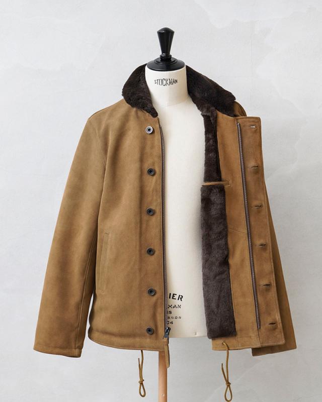 ヒューストン] レザー COW SUEDE N-1 DECK JACKET メンズ HOUSTON