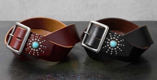 HTC ターコイズ フラワーシルバースタッズベルト30inch HTCベルト HTC