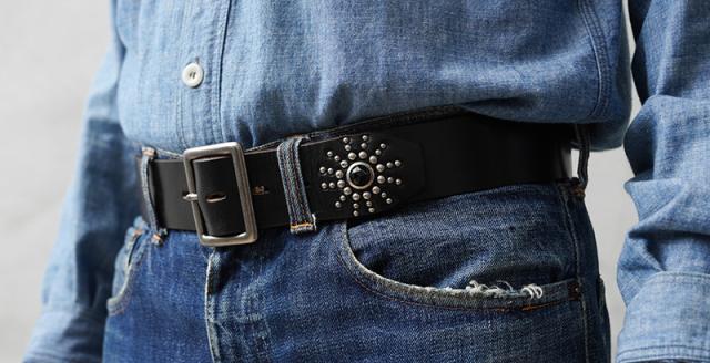 HTC エイチティーシー END ONLY 1.75”カウレザー スタッズベルト MADE IN USA【Cx】【T】 ｜メンズファッション アメカジ レザーベルト 革小物 牛革 ヴィンテージ加工 経年変化 アクセサリー アメリカ製 ブランド おしゃれ_2