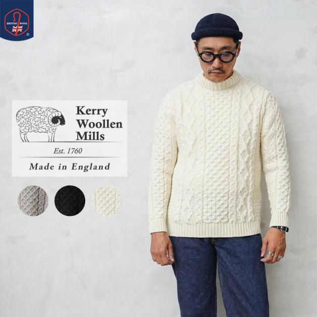 KERRY WOOLLEN MILLS ケリーウーレンミルズ KW-0001 アランケーブル クルーネック セーター MADE IN ENGLAND【Sx】【T】