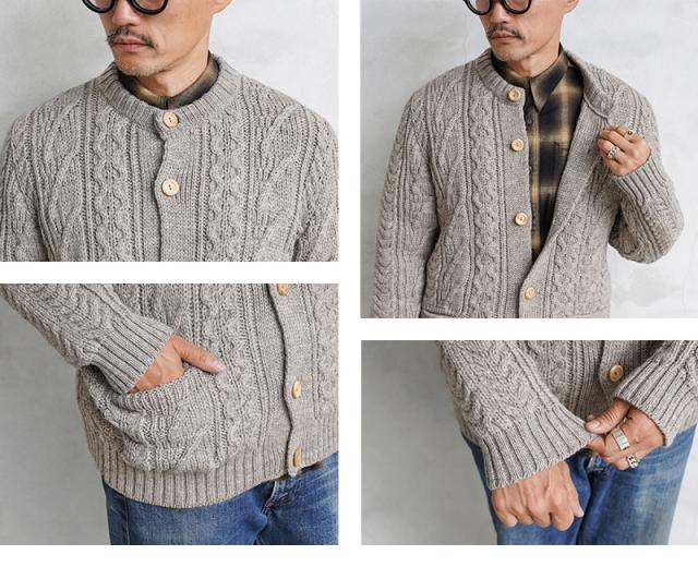 KERRY WOOLLEN MILLS ケリーウーレンミルズ KW-0005 アランケーブル カラーレス カーディガン MADE IN ENGLAND【Sx】【T】_9