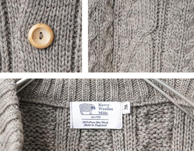 KERRY WOOLLEN MILLS ケリーウーレンミルズ KW-0005 アランケーブル カラーレス カーディガン MADE IN ENGLAND【Sx】【T】_10