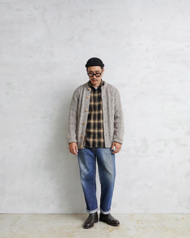 KERRY WOOLLEN MILLS ケリーウーレンミルズ KW-0005 アランケーブル カラーレス カーディガン MADE IN ENGLAND【Sx】【T】_1