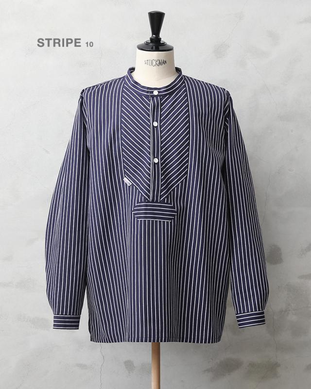 modAS モダス 1000 フィッシャーマンシャツ / ストライプ プルオーバーシャツ【T】【Sx】｜ワークシャツ ノーカラーシャツ メンズ トップス ブランド おしゃれ 大きいサイズ ネイビー_3