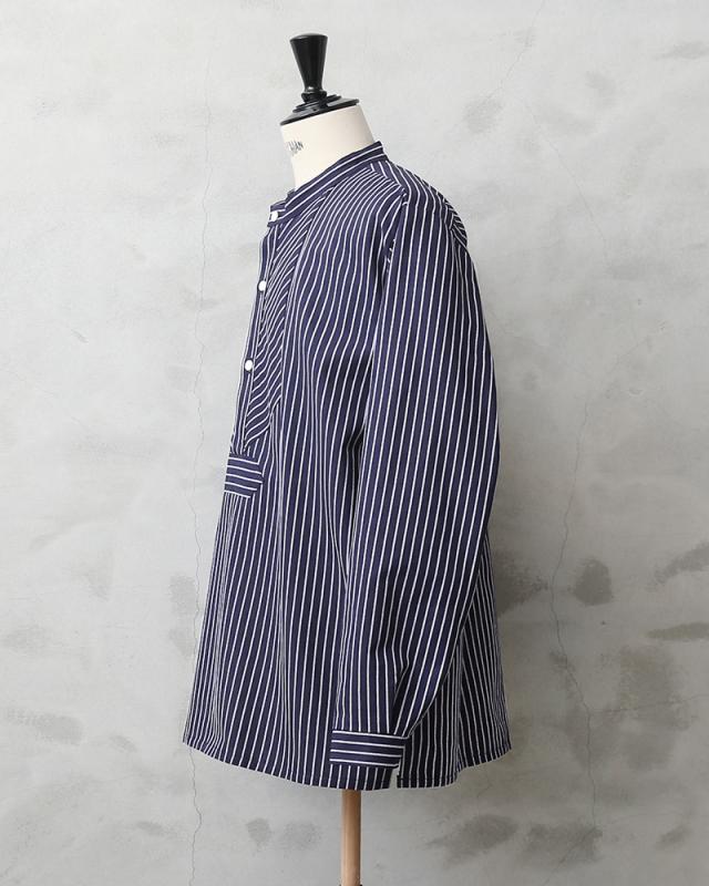 modAS モダス 1000 フィッシャーマンシャツ / ストライプ プルオーバーシャツ【T】【Sx】｜ワークシャツ ノーカラーシャツ メンズ トップス ブランド おしゃれ 大きいサイズ ネイビー_4