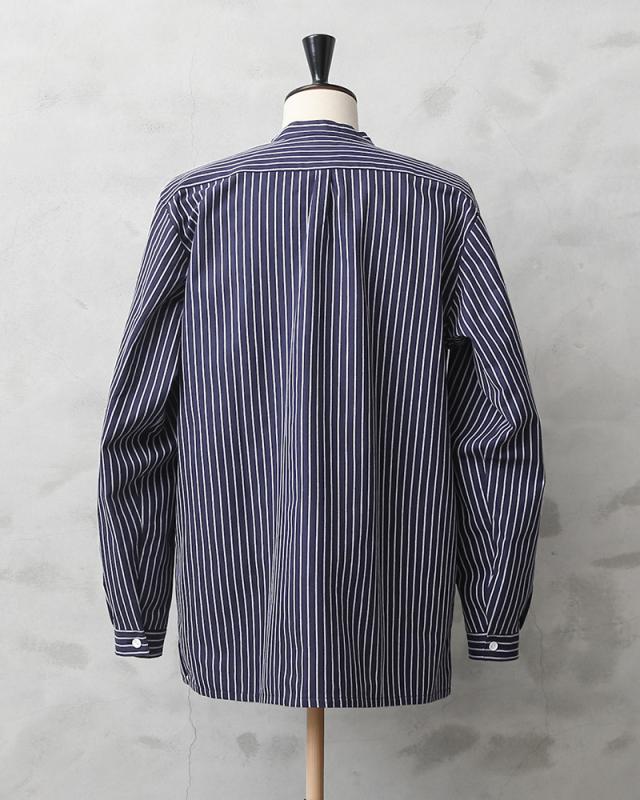 modAS モダス 1000 フィッシャーマンシャツ / ストライプ プルオーバーシャツ【T】【Sx】｜ワークシャツ ノーカラーシャツ メンズ トップス ブランド おしゃれ 大きいサイズ ネイビー_5