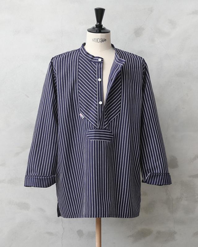 modAS モダス 1000 フィッシャーマンシャツ / ストライプ プルオーバーシャツ【T】【Sx】｜ワークシャツ ノーカラーシャツ メンズ トップス ブランド おしゃれ 大きいサイズ ネイビー_6