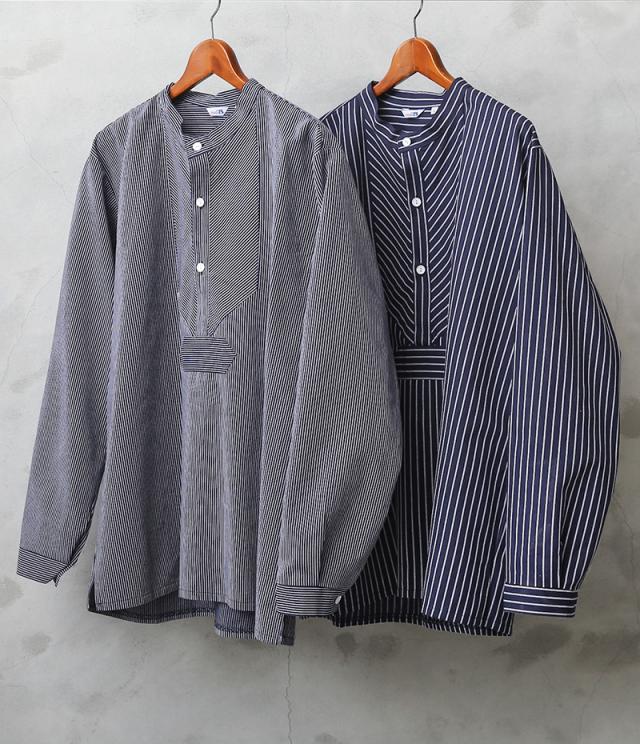 modAS モダス 1000 フィッシャーマンシャツ / ストライプ プルオーバーシャツ【T】【Sx】｜ワークシャツ ノーカラーシャツ メンズ トップス ブランド おしゃれ 大きいサイズ ネイビー_8
