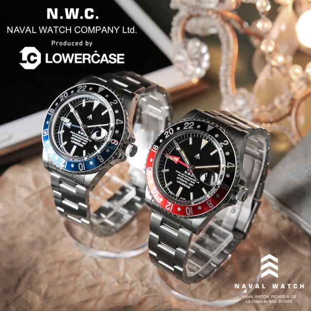 NAVAL WATCH ナバルウォッチ Produced By LOWERCASE GMT 3連メタルバンド リストウォッチ（腕時計）日本製【Cx】【T】｜メンズ ダイバー