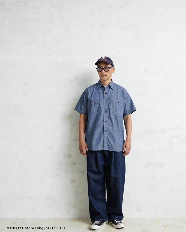 orSlow オアスロウ 01-V8170 CHAMBRAY WORK SHIRTS S/S シャンブレーシャツ RELAX FIT 日本製【Cx】【T】｜トップス メンズ レディース 半袖シャツ ワークシャツ 無地 春夏 カジュアル アメカジ ブルー コットン リラックス_5