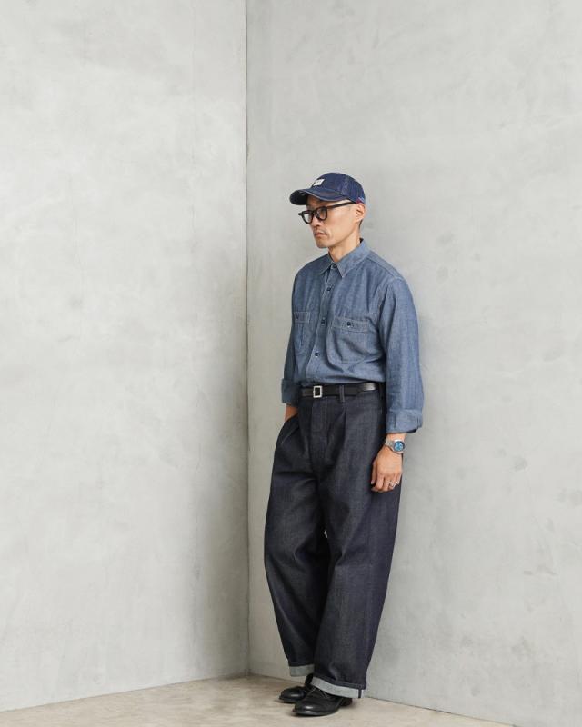 orSlow オアスロウ 01-8070 CHAMBRAY WORK SHIRTS シャンブレーシャツ 日本製【Cx】【T】｜大きいサイズ ワーク アメカジ カジュアル 猫目ボタン ブランド おしゃれ_10