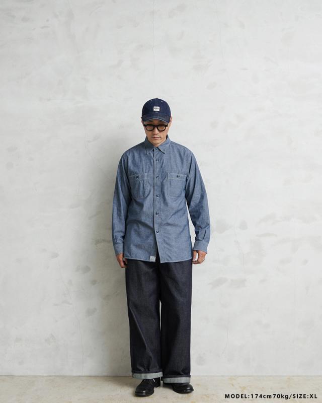 orSlow オアスロウ 01-8070 CHAMBRAY WORK SHIRTS シャンブレーシャツ 日本製【Cx】【T】｜大きいサイズ ワーク アメカジ カジュアル 猫目ボタン ブランド おしゃれ_6