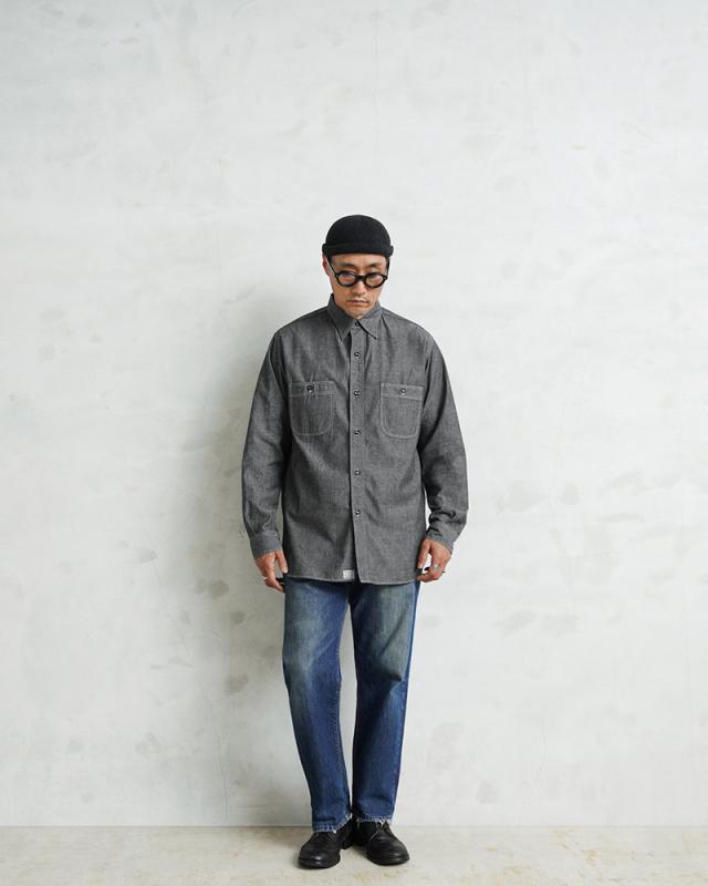 orSlow オアスロウ 01-8270-61 BLACK CHAMBRAY WORK SHIRTS ブラック シャンブレーシャツ RELAX FIT 日本製【Cx】【T】｜ワークシャツ 長袖シャツ 黒シャツ メンズ 綿100 アメカジ カジュアル 春夏 ゆったり 大きいサイズ XL XXL 経年変化_2