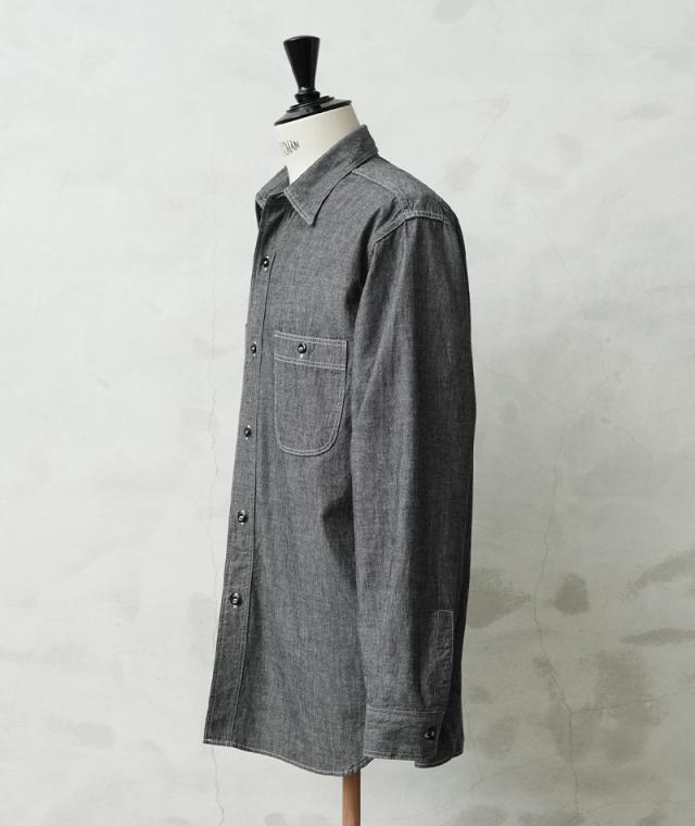 orSlow オアスロウ 01-8270-61 BLACK CHAMBRAY WORK SHIRTS ブラック シャンブレーシャツ RELAX FIT 日本製【Cx】【T】｜ワークシャツ 長袖シャツ 黒シャツ メンズ 綿100 アメカジ カジュアル 春夏 ゆったり 大きいサイズ XL XXL 経年変化_4