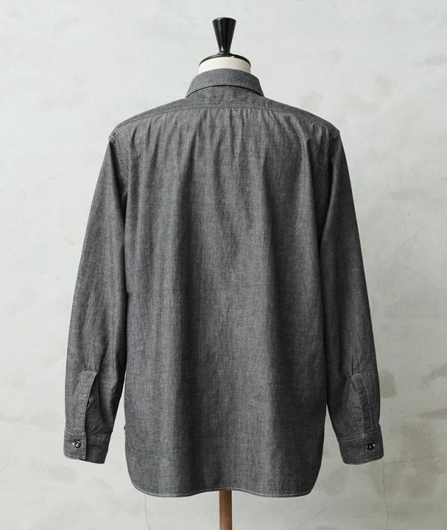 orSlow オアスロウ 01-8270-61 BLACK CHAMBRAY WORK SHIRTS ブラック シャンブレーシャツ RELAX FIT 日本製【Cx】【T】｜ワークシャツ 長袖シャツ 黒シャツ メンズ 綿100 アメカジ カジュアル 春夏 ゆったり 大きいサイズ XL XXL 経年変化_5