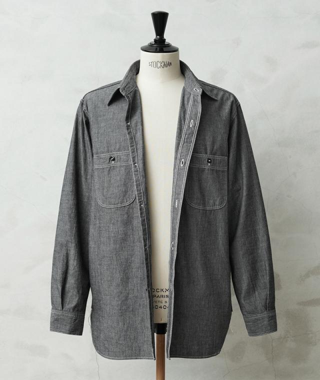 orSlow オアスロウ 01-8270-61 BLACK CHAMBRAY WORK SHIRTS ブラック シャンブレーシャツ RELAX FIT 日本製【Cx】【T】｜ワークシャツ 長袖シャツ 黒シャツ メンズ 綿100 アメカジ カジュアル 春夏 ゆったり 大きいサイズ XL XXL 経年変化_6
