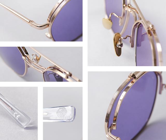 OWN オウン OW-17FL-GD-PL #17 FLIP-UP GOLD / PURPLE チタン メタルフレーム 多角形×ツーブリッジタイプ フリップアップ サングラス【Cx】【T】_13