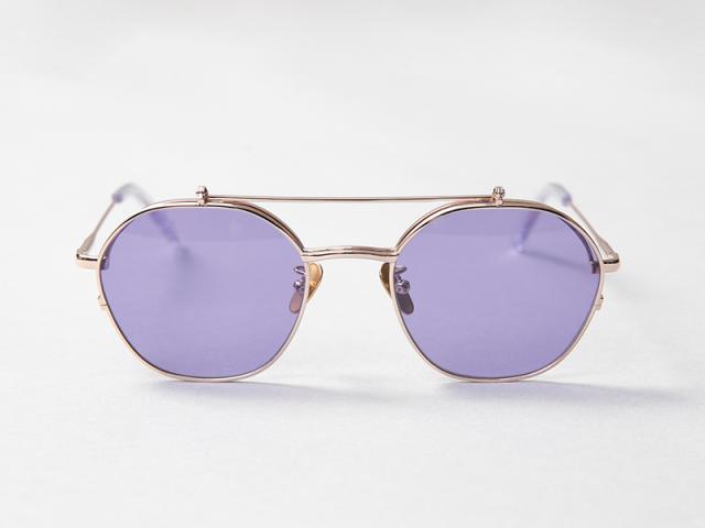 OWN オウン OW-17FL-GD-PL #17 FLIP-UP GOLD / PURPLE チタン メタルフレーム 多角形×ツーブリッジタイプ フリップアップ サングラス【Cx】【T】_2