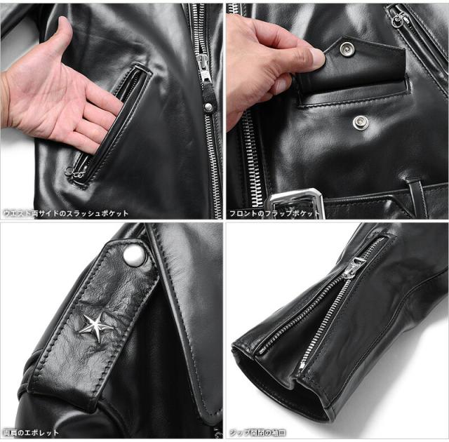 ポイント10倍！Schott ショット 613UHT HORSEHIDE ONE STAR ライダースジャケット TALL【7416】【Cx】【T】｜メンズ 革ジャン レザージャケット アウター アメカジ ツーリング ブランド おしゃれ 黒 本革_4