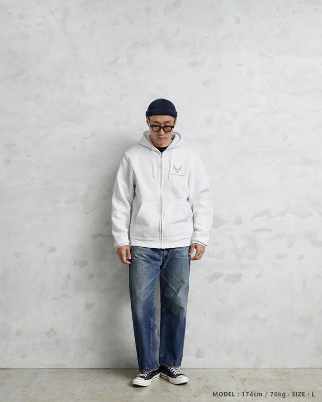 SOFFE ソフィー D1075419 OFFICIAL LICENSE U.S.AIR FORCE トレーニング スウェット ジップ フーディ / フルジップパーカー【Cx】【I】｜メンズ トップス ミリタリー 大きいサイズ アメカジ バックプリント ブランド おしゃれ