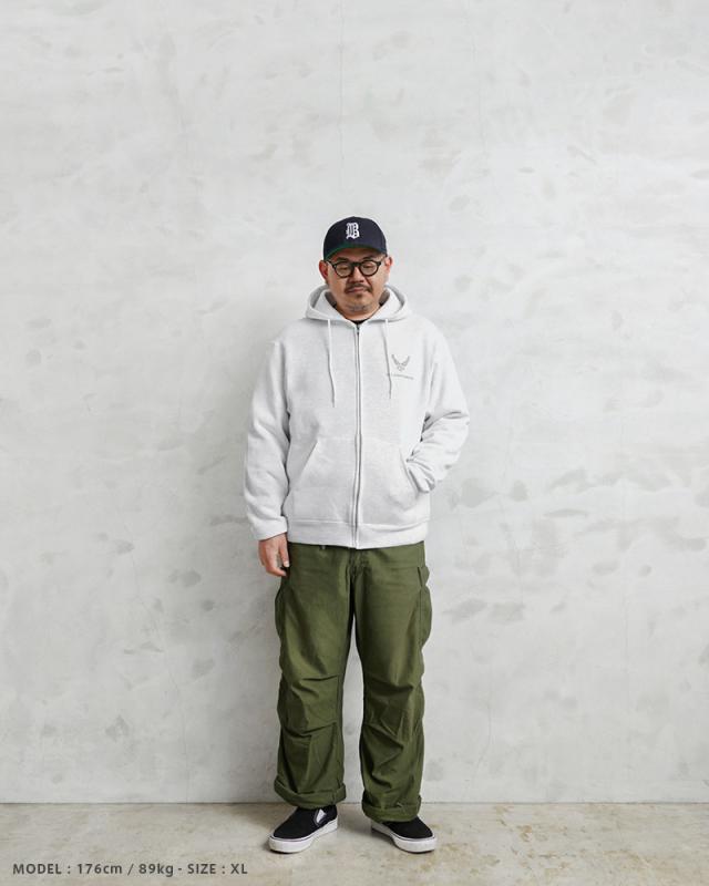 SOFFE ソフィー D1075419 OFFICIAL LICENSE U.S.AIR FORCE トレーニング スウェット ジップ フーディ / フルジップパーカー【Cx】【I】｜メンズ トップス ミリタリー 大きいサイズ アメカジ バックプリント ブランド おしゃれ